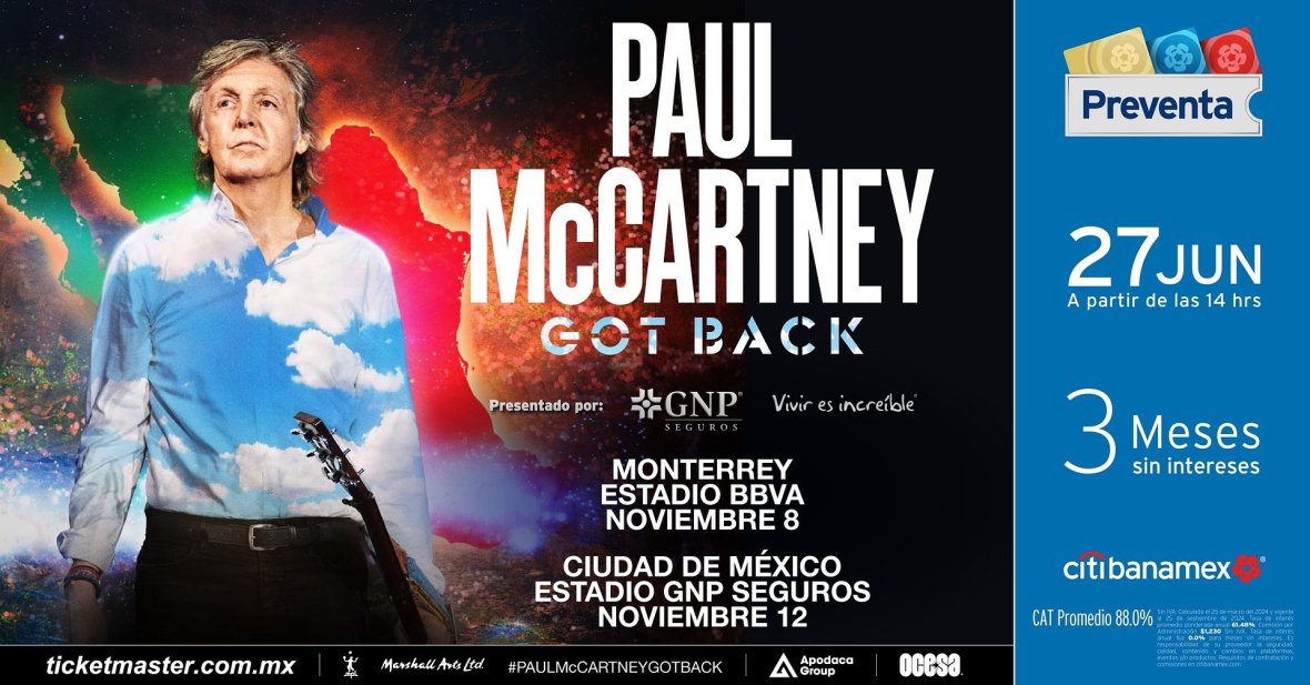 Paul McCartney Regresa a México más Pronto de lo que&nbsp;Pensábamos